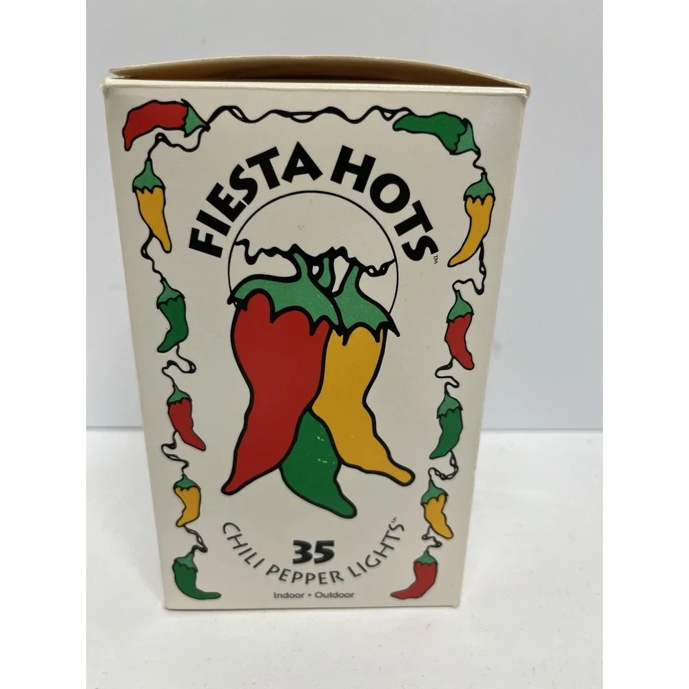 FIESTA HOTS Chili Pepper String of Lights Red Yellow Green 35 Count New Mexico
